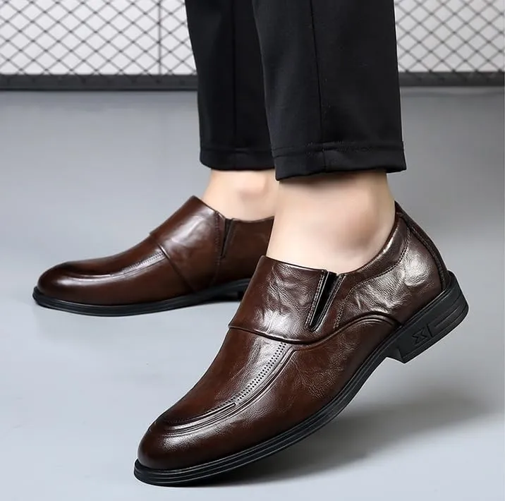 Men's Dress Shoes Casual Business Formal Oxford Shoes Mens Modern Classic Slip On Derby Shoes(7.5)