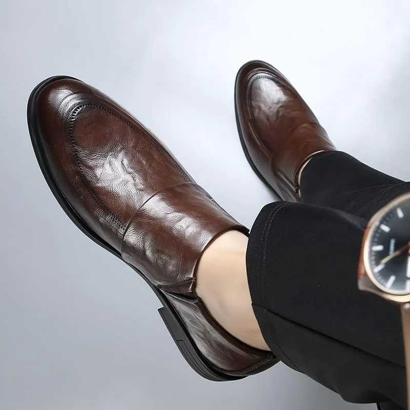 Men's Dress Shoes Casual Business Formal Oxford Shoes Mens Modern Classic Slip On Derby Shoes(7.5)