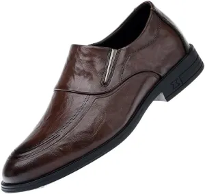 Men's Dress Shoes Casual Business Formal Oxford Shoes Mens Modern Classic Slip On Derby Shoes(7.5)