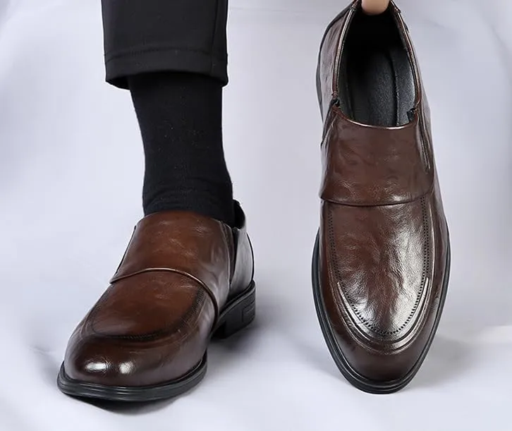 Men's Dress Shoes Casual Business Formal Oxford Shoes Mens Modern Classic Slip On Derby Shoes(7.5)