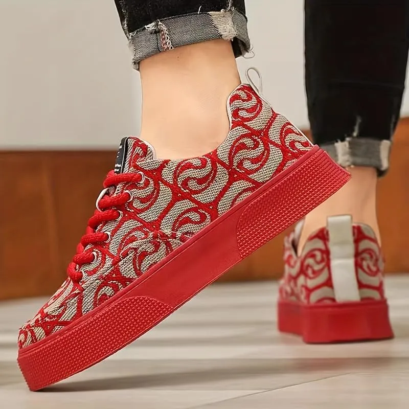 Men's Fashion Art Line Skateboard Shoes - Durable Grip, Breathable and Lightweight