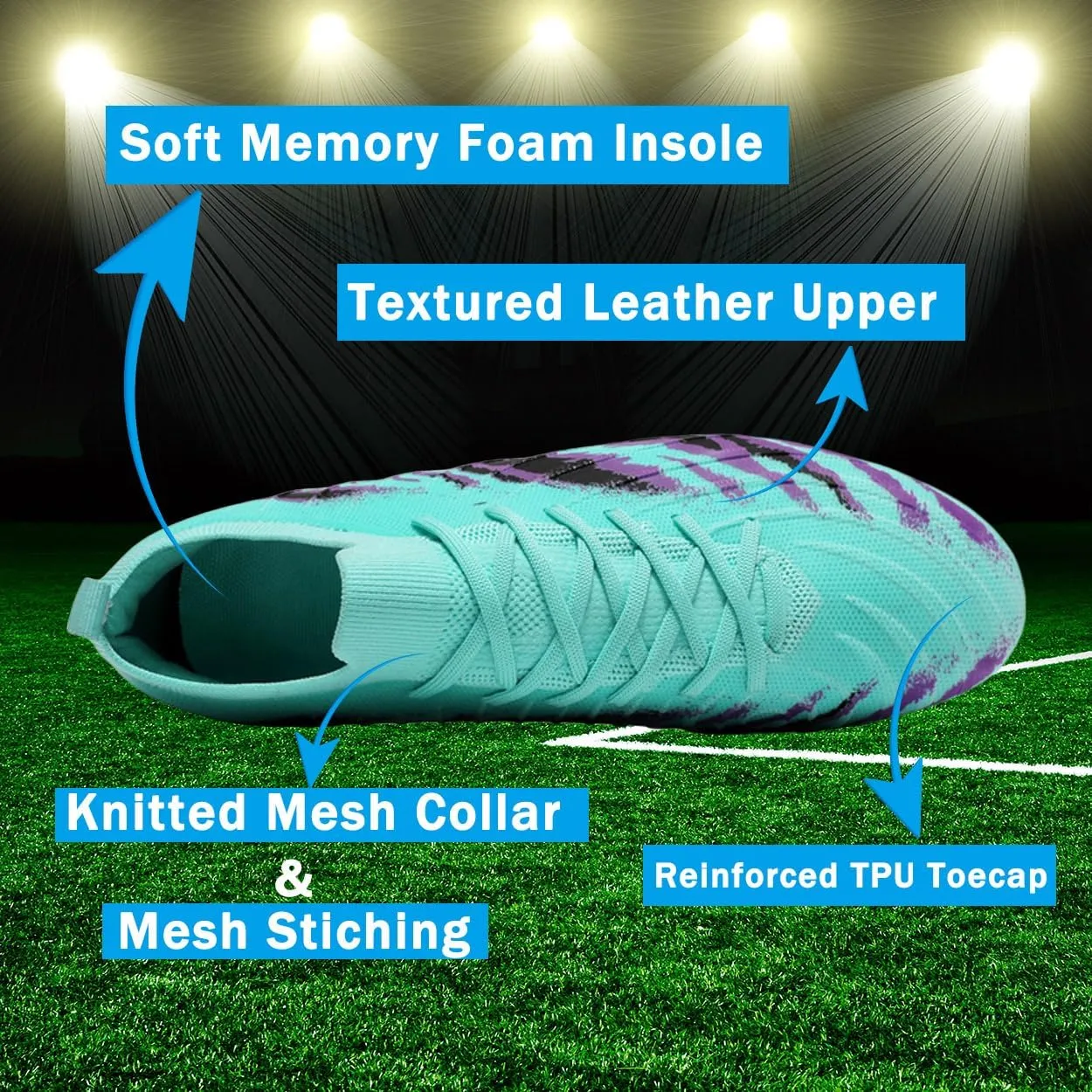 Mens Football Cleats Soccer Shoes: Turf Grip Design for Daily Training Game Day for Mens Womens