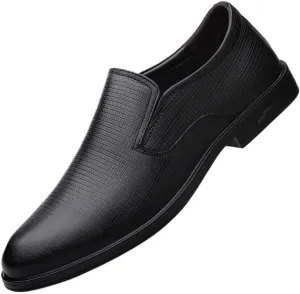Men's Genuine Leather Platform Slip-On Oxfords Shoes Comfortable Formal Dress Shoes for Men