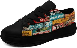 Mens Graffiti Canvas Sneakers Colorful Casual Low Top Lace-Up Canvas Shoes for Women Abstract Street Art Design