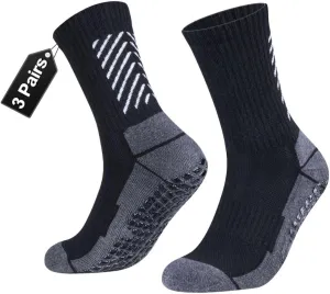Men's Grip Socks, Non Slip Soccer Basketball Pilates Home Floor Hospital Training Athletic Socks, 3 Pairs