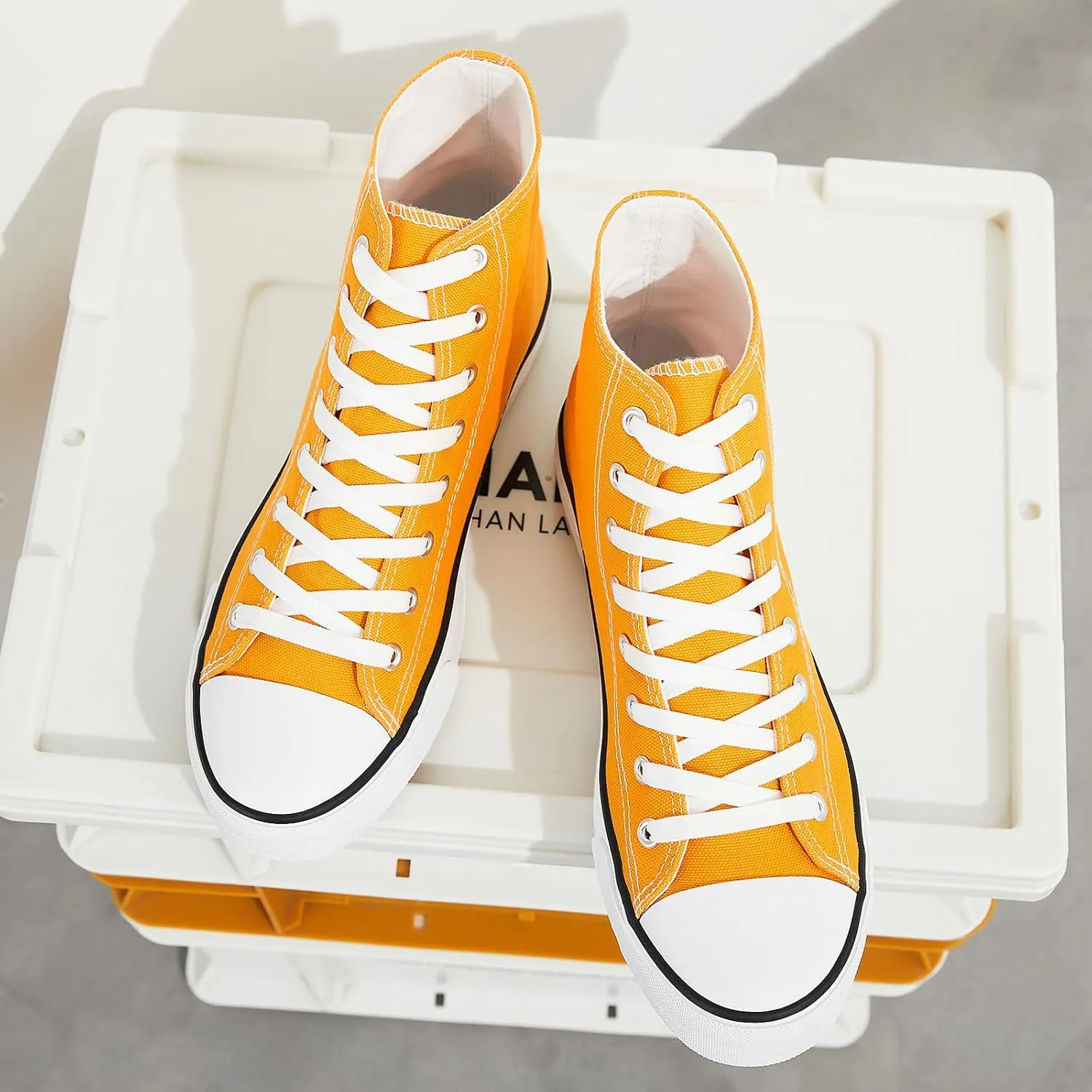 Mens High Top Canvas Sneakers Casual Lace up Canvas Shoes for Men Fashion White and Black Walking Sneakers