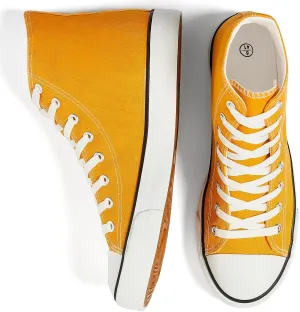 Mens High Top Canvas Sneakers Casual Lace up Canvas Shoes for Men Fashion White and Black Walking Sneakers