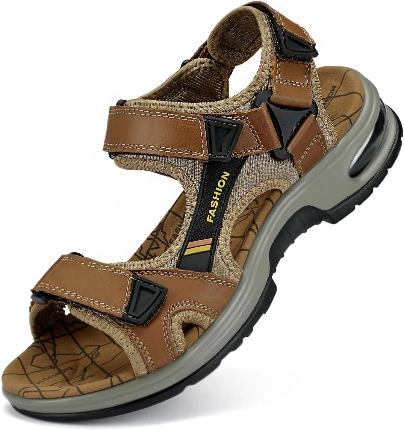 Mens Hiking Sandals Leather Air Cushion Non Slip Comfortable Beach Footwear