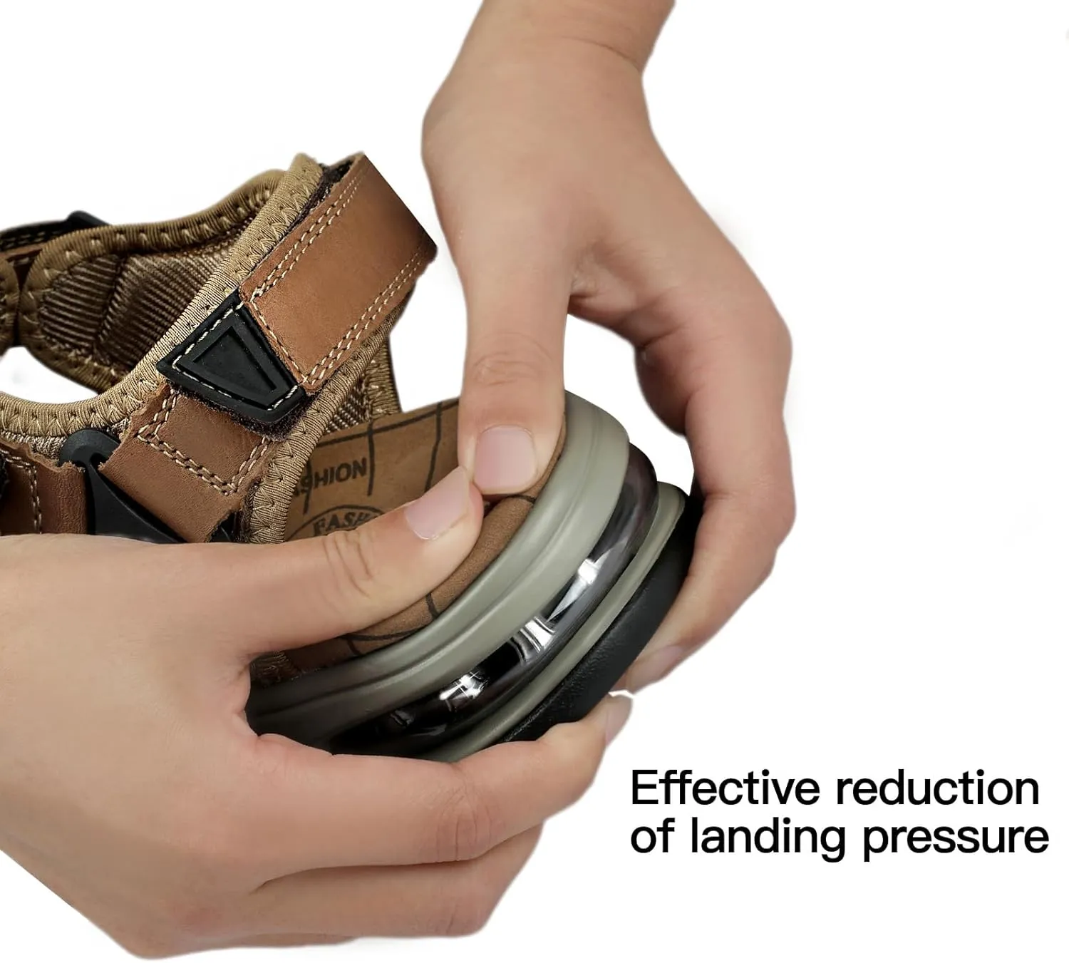 Mens Hiking Sandals Leather Air Cushion Non Slip Comfortable Beach Footwear