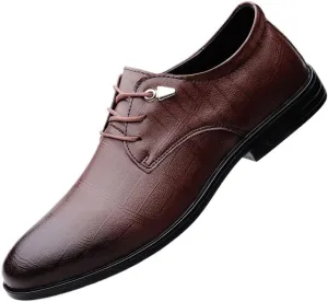 Men's Lace-up Dress Shoes - Luxury Leather Formal Business Oxfords Shoes for Wedding Suits
