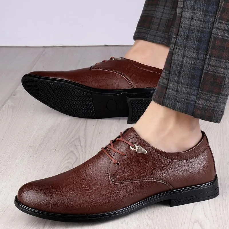 Men's Lace-up Dress Shoes - Luxury Leather Formal Business Oxfords Shoes for Wedding Suits