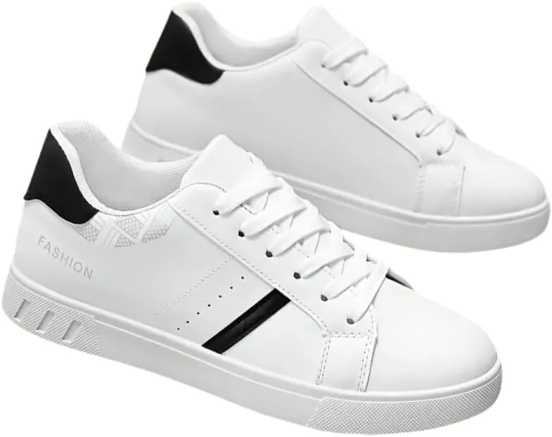 Men's Lace-Up Sneakers, Stripe Detail Design Skate Shoes, Good Grip, Breathable, Lightweight