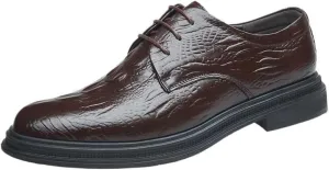 Men's Leather Derby Shoes with Textured Sole Business Formal Shoes for Conference Presentations & Networking