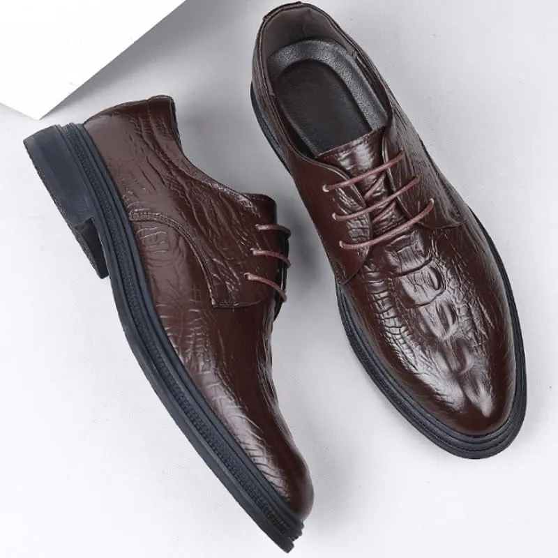Men's Leather Derby Shoes with Textured Sole Business Formal Shoes for Conference Presentations & Networking
