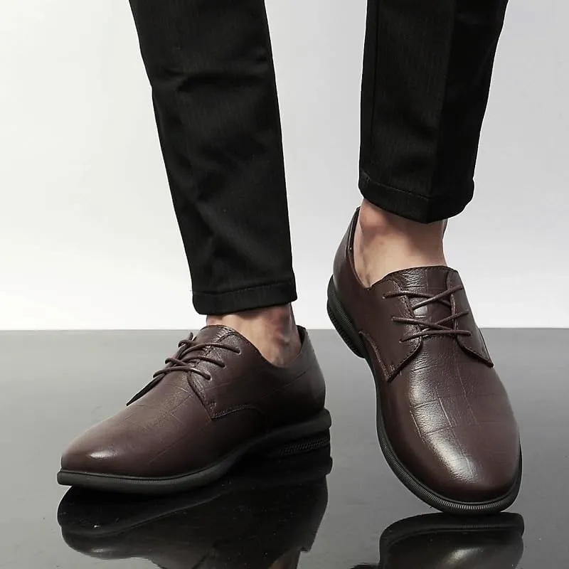 Men's Leather Dress Shoes Fashion Breathable Prom Business Wedding Oxfords Shoes for Men