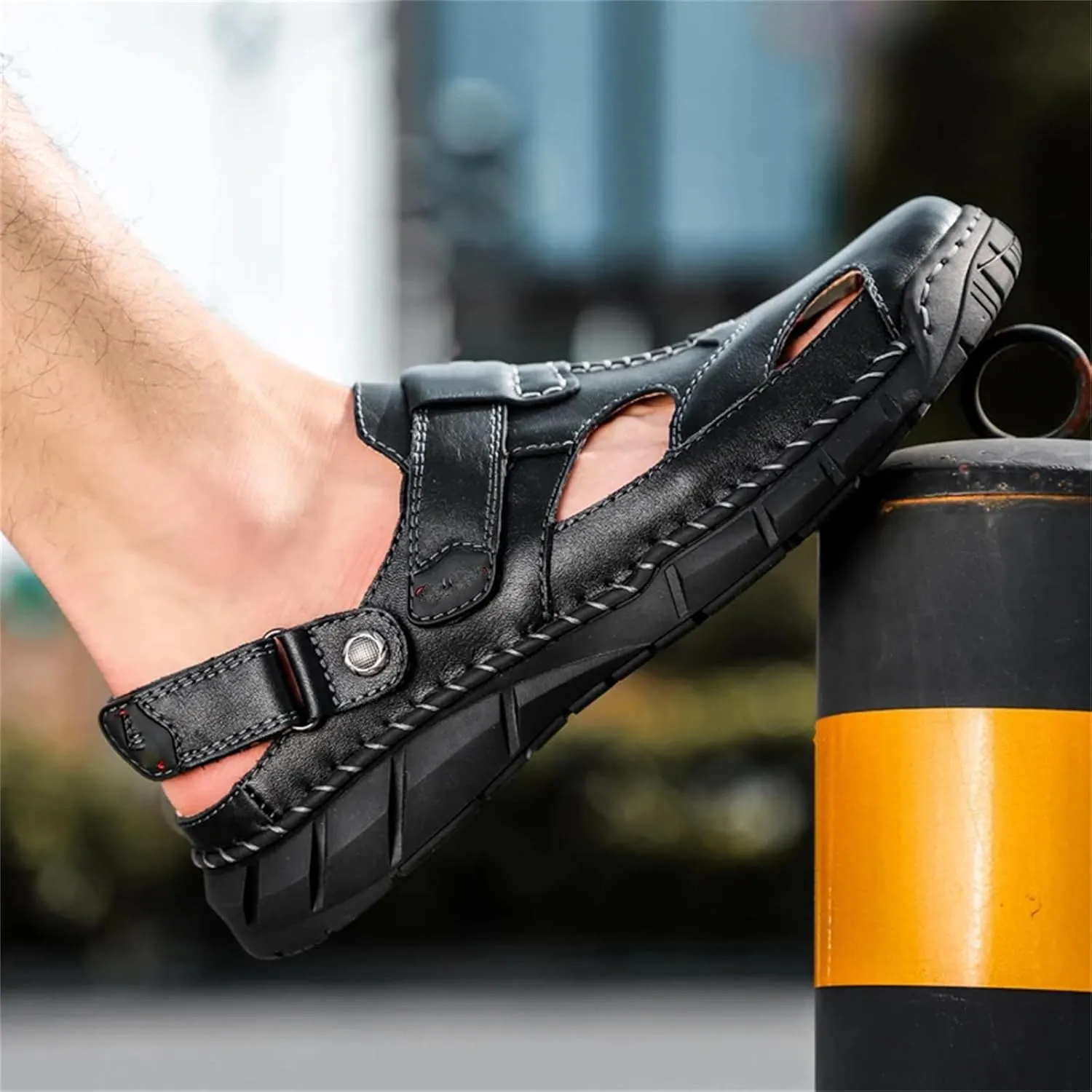 Mens Sandals Summer Soft Leather Beach Sandals