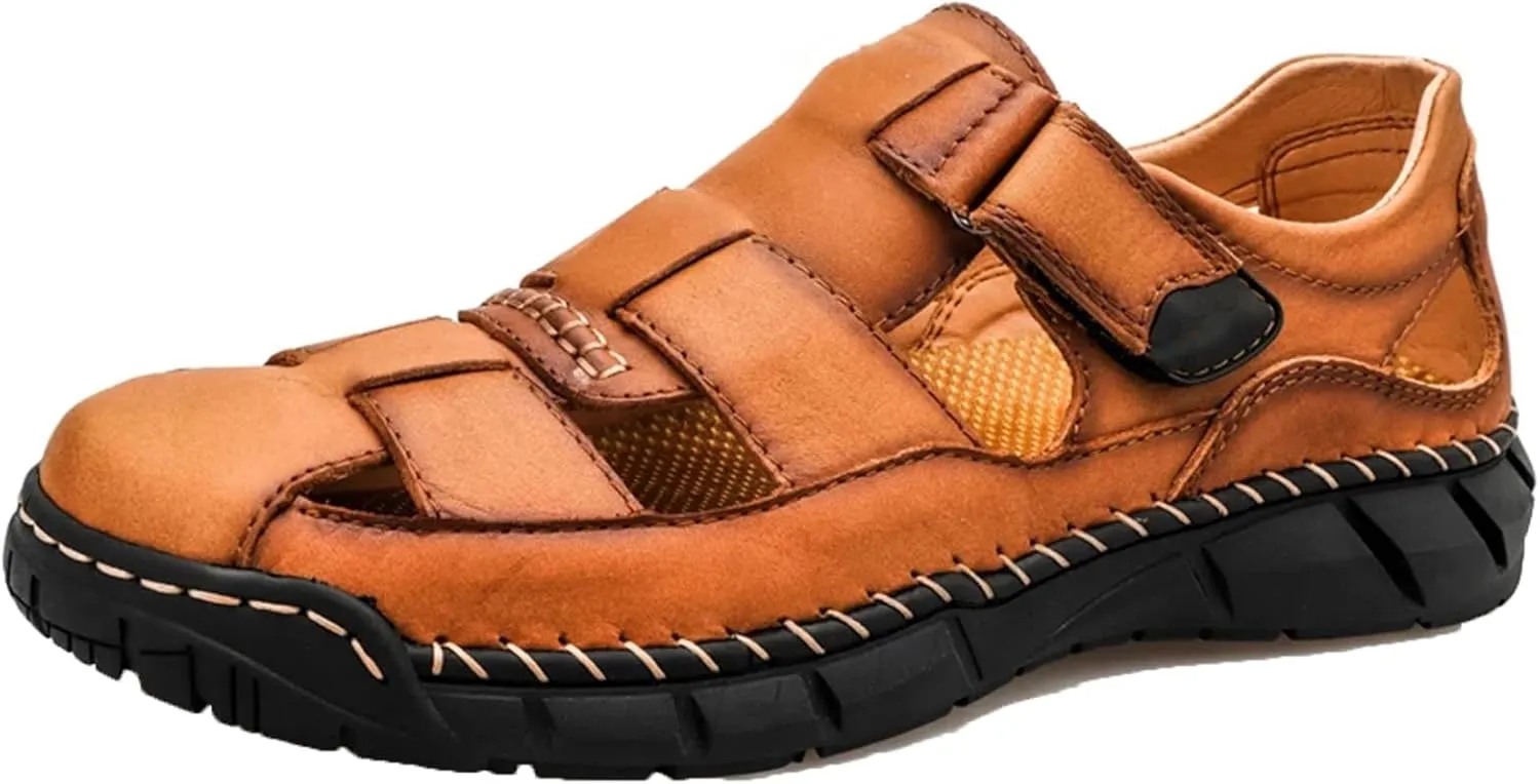Mens Sandals Summer Soft Leather Beach Sandals