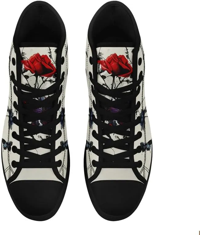 Men's Skull Canvas High Top Shoes Classic Fashion High Top Sneakers Unisex Casual Lace Up Tennis Shoes