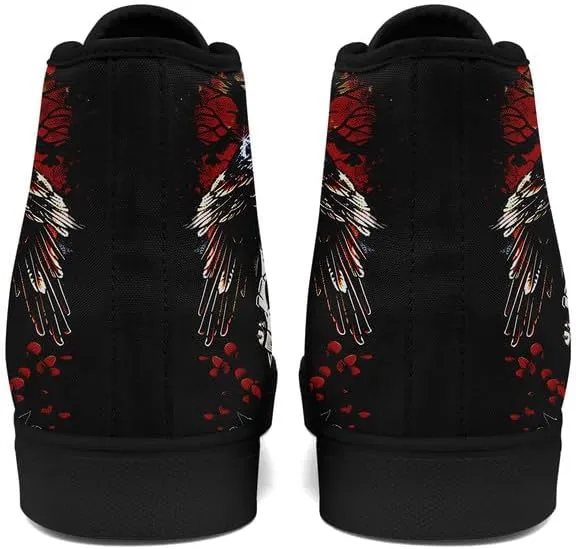 Men's Skull Canvas High Top Shoes Classic Fashion High Top Sneakers Unisex Casual Lace Up Tennis Shoes