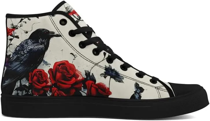 Men's Skull Canvas High Top Shoes Classic Fashion High Top Sneakers Unisex Casual Lace Up Tennis Shoes