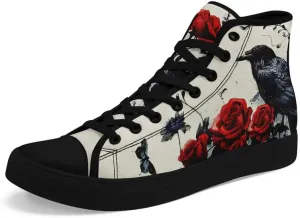 Men's Skull Canvas High Top Shoes Classic Fashion High Top Sneakers Unisex Casual Lace Up Tennis Shoes