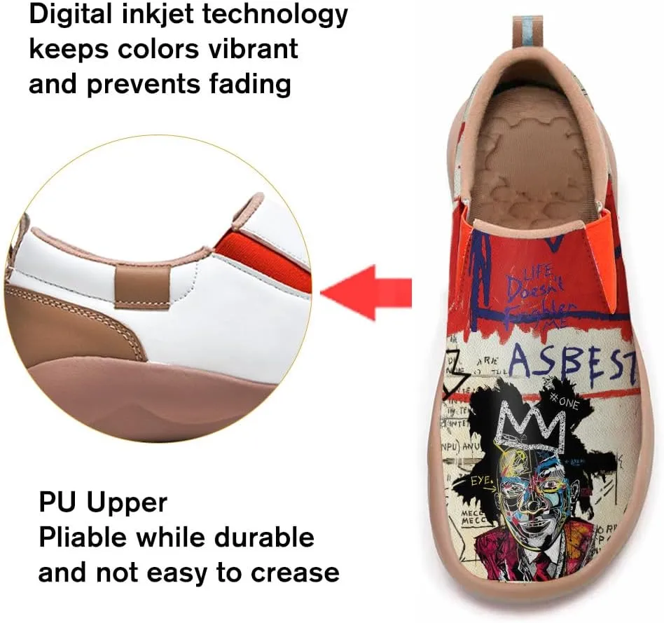 Men's Slip On Sneakers Casual Loafers Microfiber Art Painted Comfort Soft Walking Shoes Colorful Flowers