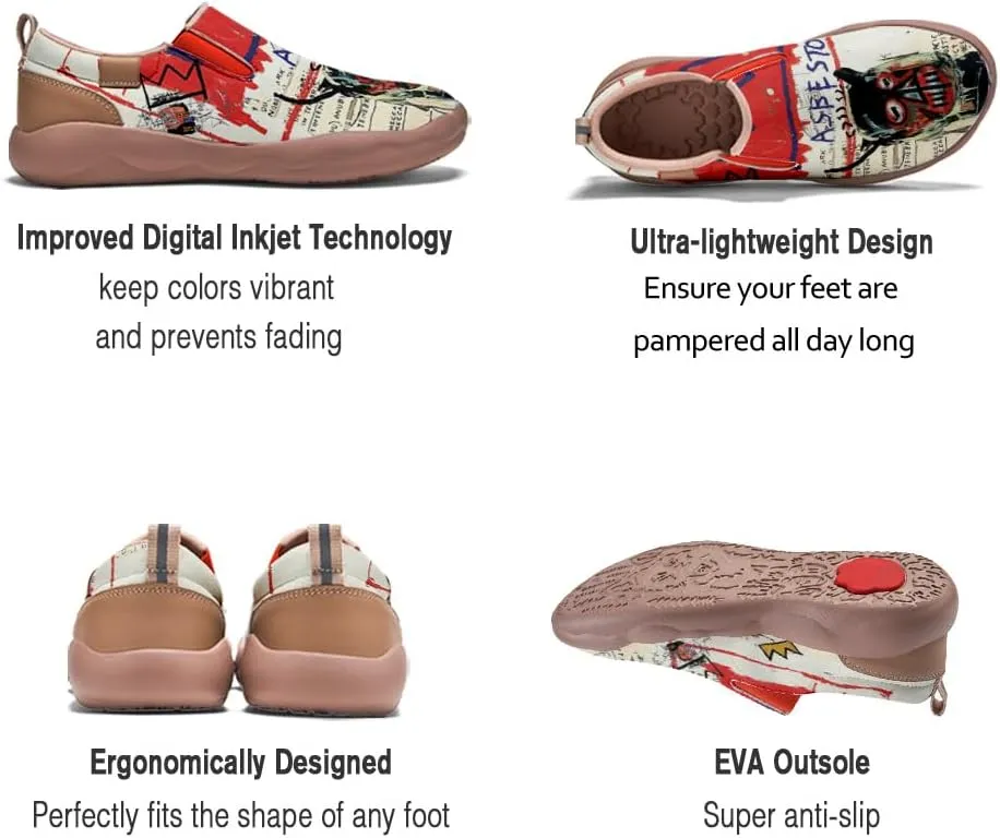 Men's Slip On Sneakers Casual Loafers Microfiber Art Painted Comfort Soft Walking Shoes Colorful Flowers