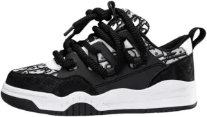 Men's Stylish Skate Shoes with Good Grip and Breathable Lace-up Sneakers