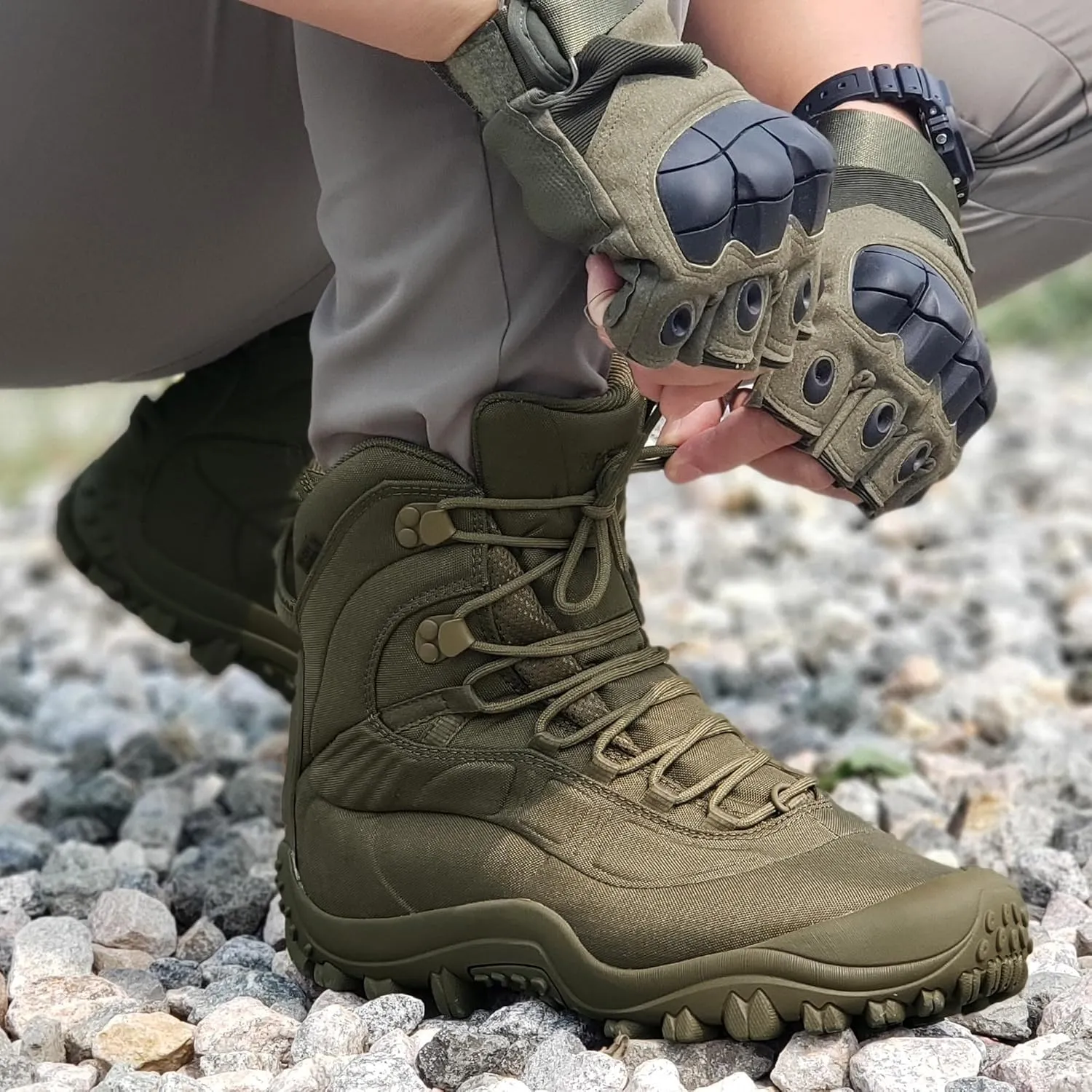 Men's Tactical Boots 8'' Mid Combat Boots Waterproof Military Boots