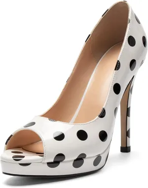 Mettesally Women's Peep Toe Platform Stiletto High Heels Open Toe Classic Pumps Party Dress Sandals Shoes