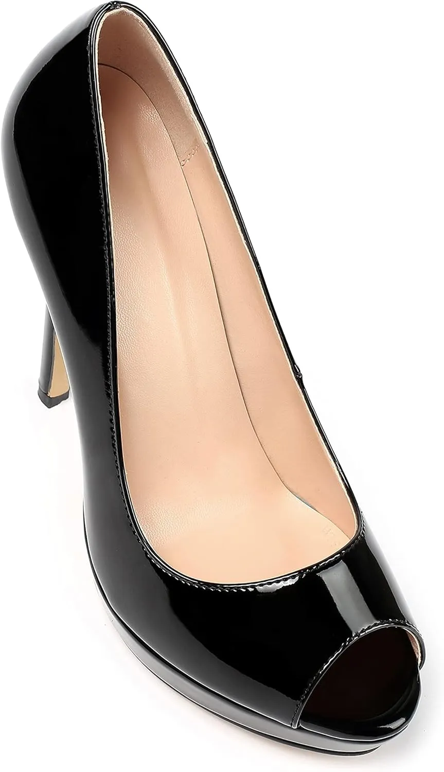 Mettesally Women's Peep Toe Platform Stiletto High Heels Open Toe Classic Pumps Party Dress Sandals Shoes