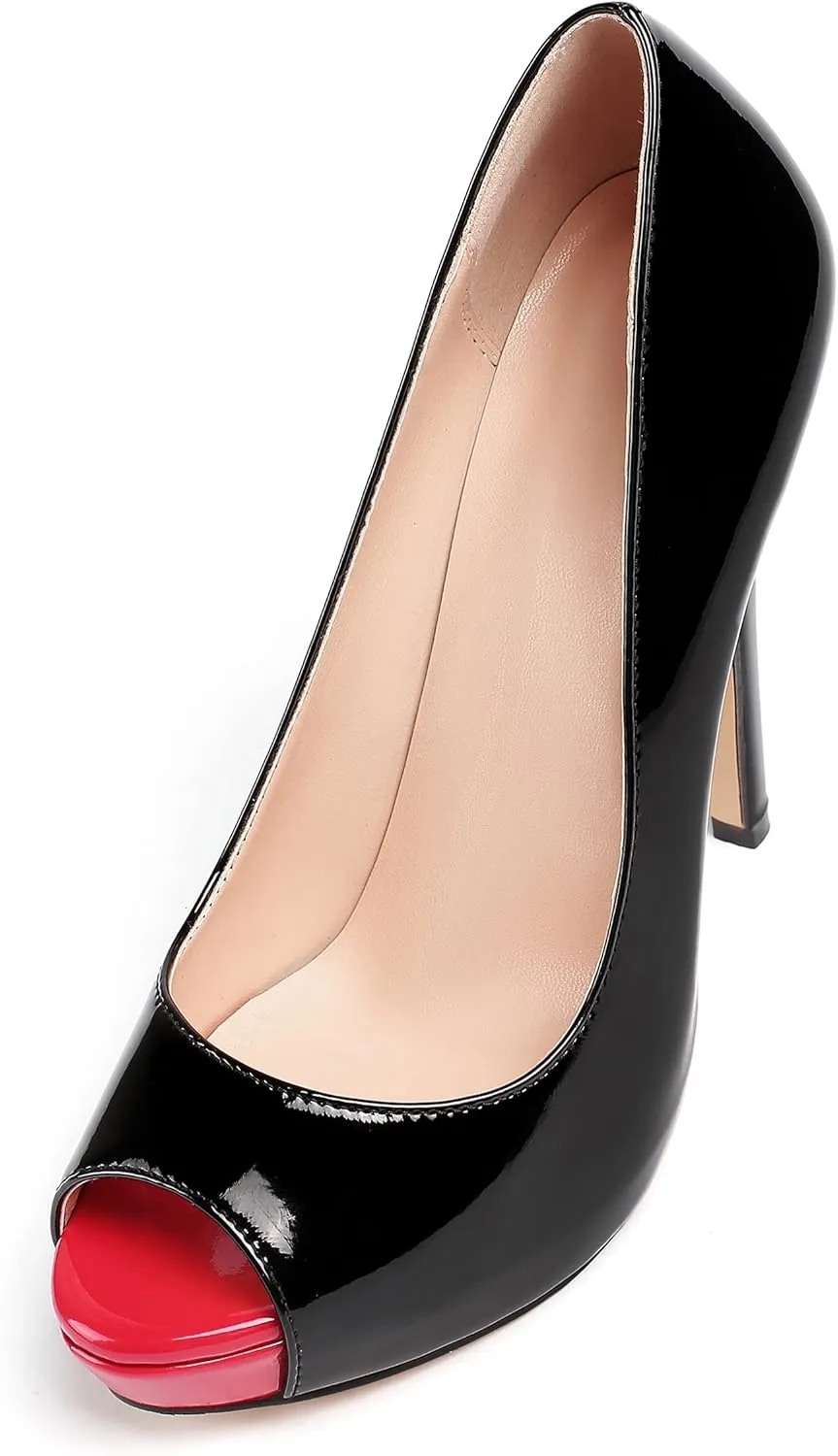 Mettesally Women's Peep Toe Platform Stiletto High Heels Open Toe Classic Pumps Party Dress Sandals Shoes