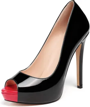 Mettesally Women's Peep Toe Platform Stiletto High Heels Open Toe Classic Pumps Party Dress Sandals Shoes