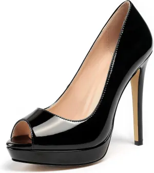 Mettesally Women's Peep Toe Platform Stiletto High Heels Open Toe Classic Pumps Party Dress Sandals Shoes