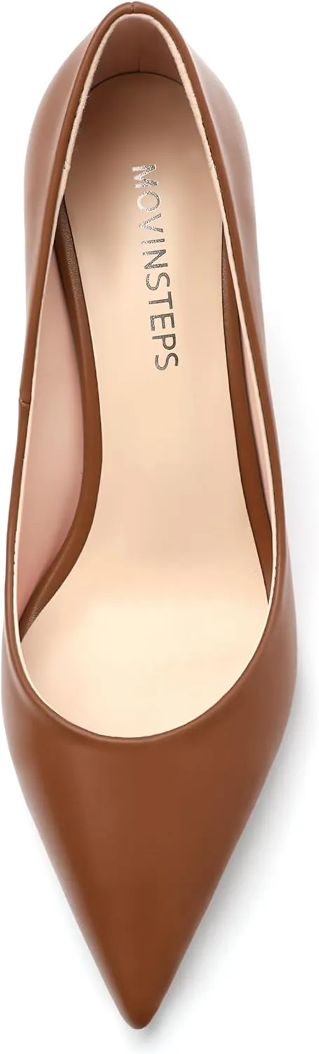 MOVINSTEPS Closed Pointed Toe Low Heels Pumps for Women Comfortable Classic Wedding Business Dressy Shoes 2.5 Inch