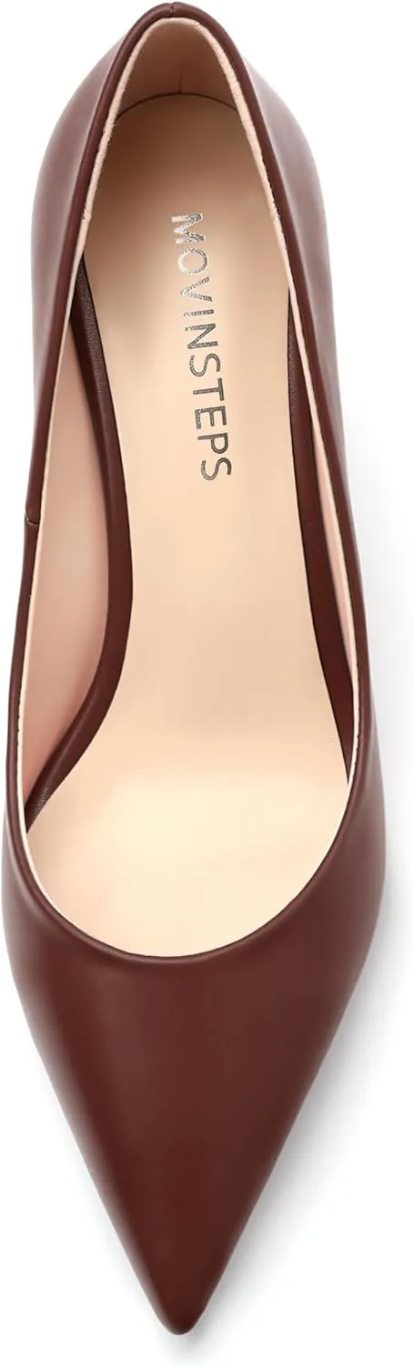 MOVINSTEPS Closed Pointed Toe Low Heels Pumps for Women Comfortable Classic Wedding Business Dressy Shoes 2.5 Inch