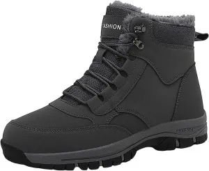 Non Slip Snow Boots for Men Fleece Lined Warm Ankle Boots Lace Up Cold Proof Winter Boots Insulated Rain Boots for Men