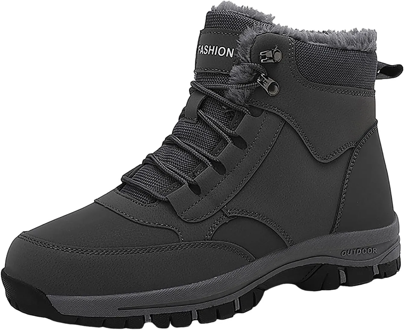 Non Slip Snow Boots for Men Fleece Lined Warm Ankle Boots Lace Up Cold Proof Winter Boots Insulated Rain Boots for Men