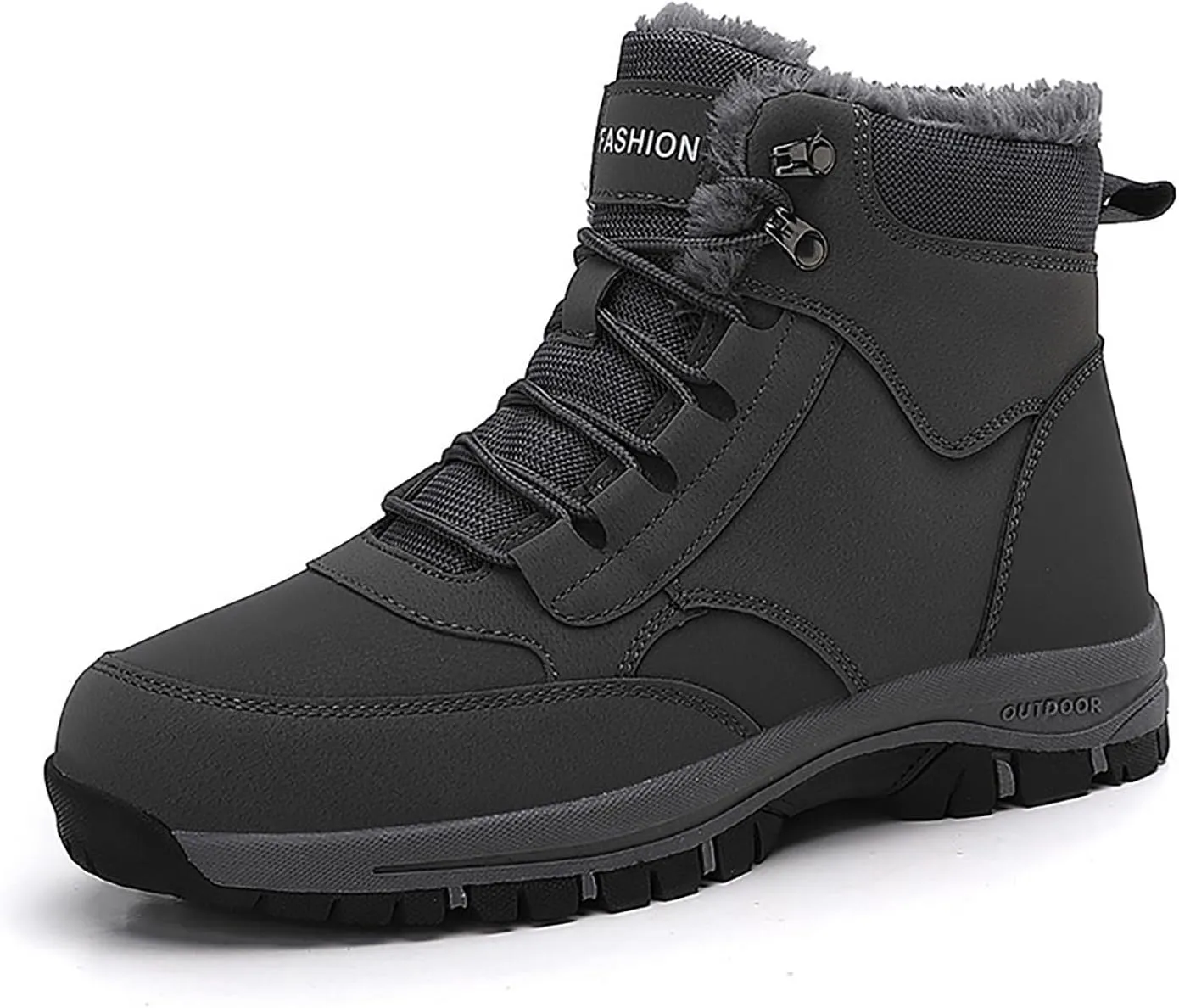 Non Slip Snow Boots for Men Fleece Lined Warm Ankle Boots Lace Up Cold Proof Winter Boots Insulated Rain Boots for Men