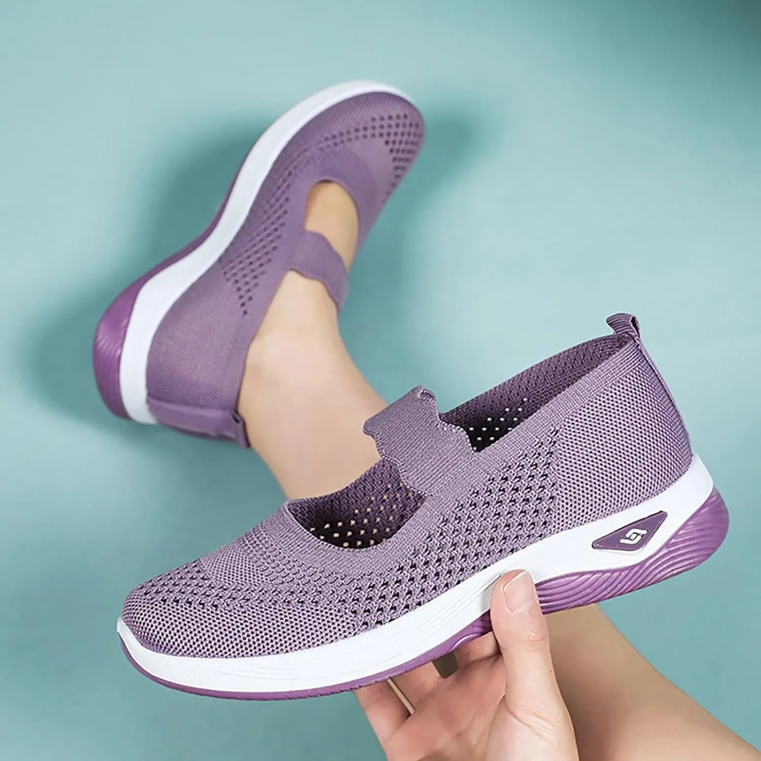 Non Slip Work Shoes Women Fashion Casual Work Shoes Chunky Sneakers Women's Soft Sole Mesh Comfort Orthopedic Basketball Shoe Grip Loafers Casual Slip On
