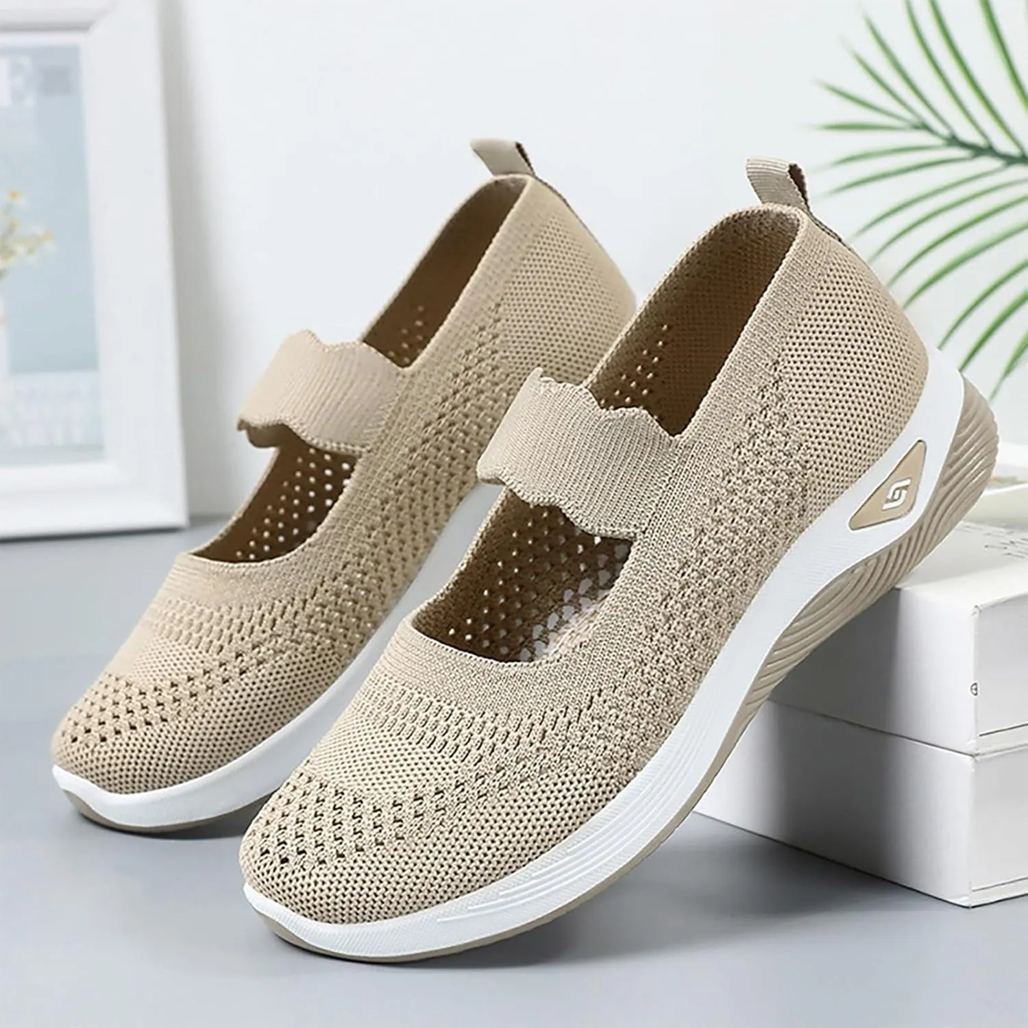 Non Slip Work Shoes Women Fashion Casual Work Shoes Chunky Sneakers Women's Soft Sole Mesh Comfort Orthopedic Basketball Shoe Grip Loafers Casual Slip On