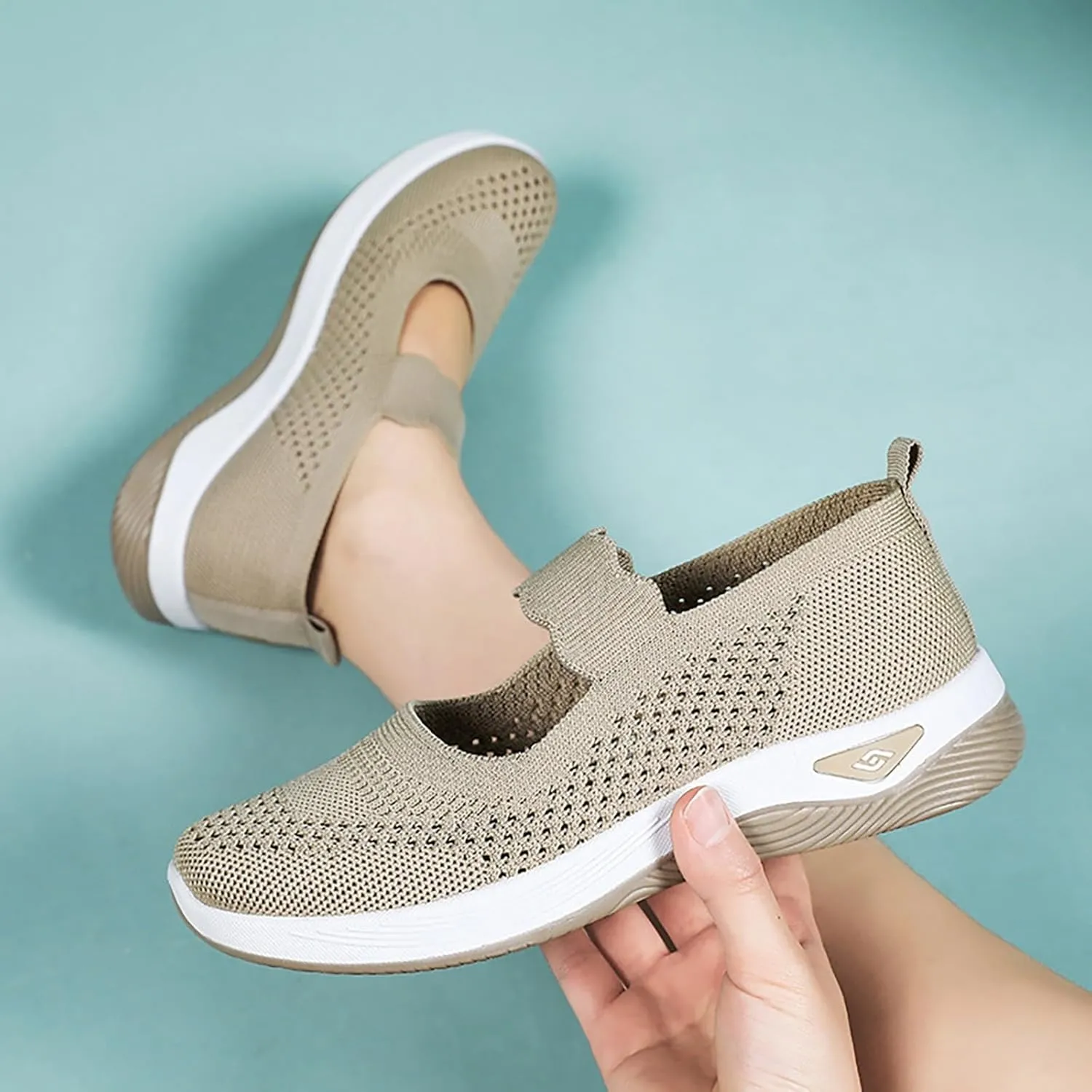 Non Slip Work Shoes Women Fashion Casual Work Shoes Chunky Sneakers Women's Soft Sole Mesh Comfort Orthopedic Basketball Shoe Grip Loafers Casual Slip On