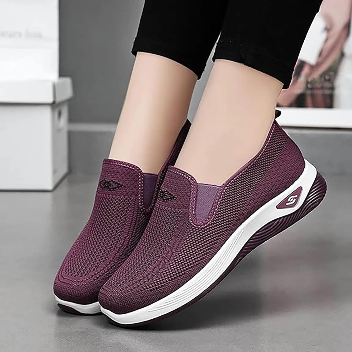 Non Slip Work Shoes Women Winter Brown Casual Shoes Fashion Sneakers Running Fashion Sneakers Tennis Walking Basketball Shoe Grip Loafers Casual Slip On