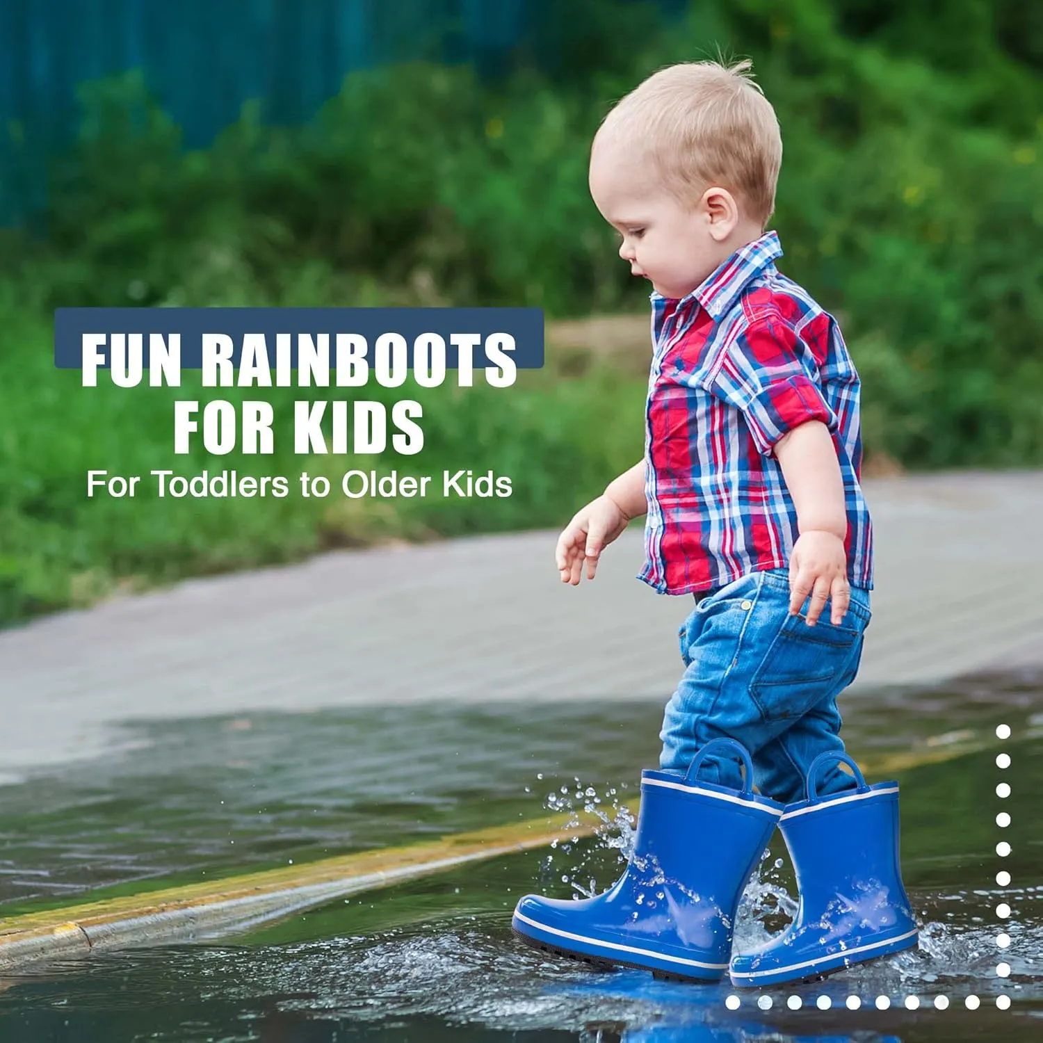 NORTY Rubber Rain Boots for Kids - Waterproof Rubber Boots Boys and Girls Solid & Printed Rainboots for Toddlers and Kids