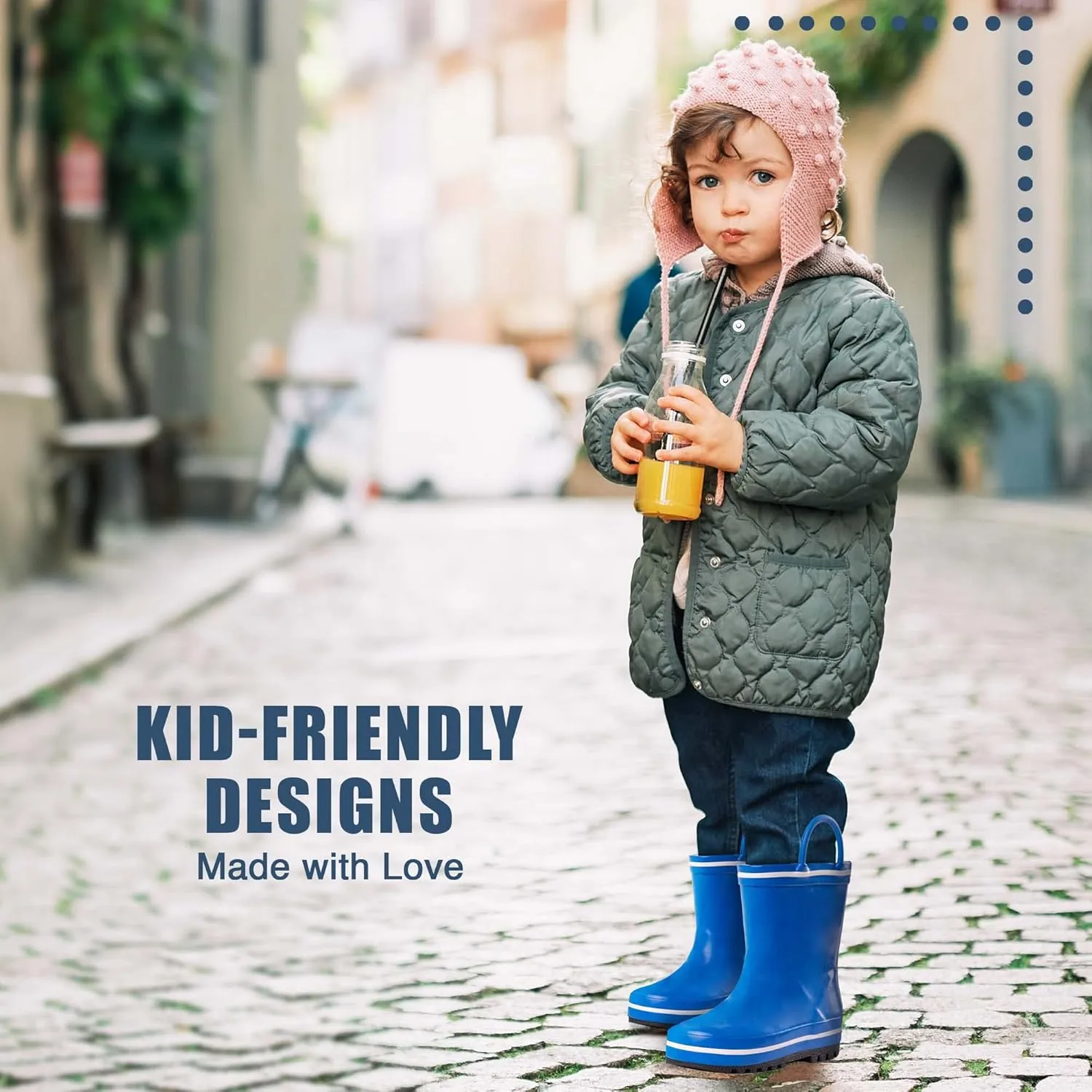 NORTY Rubber Rain Boots for Kids - Waterproof Rubber Boots Boys and Girls Solid & Printed Rainboots for Toddlers and Kids