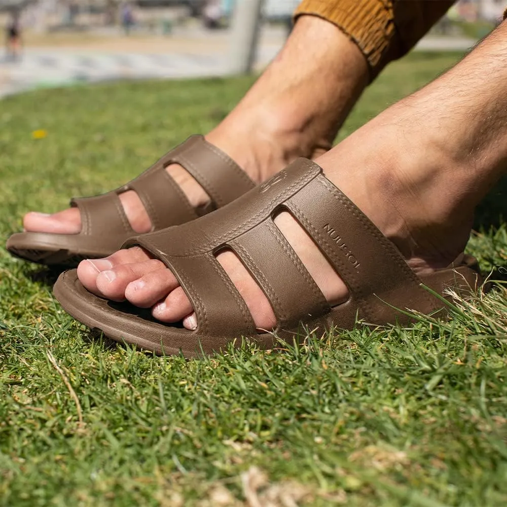 NUUSOL Stanley Slide Men Flip Flops/Sandal; Non-Slip Durable Soft-Cushion Lightweight Non-Porous Textured Footbed Orthotics Arch Support Footwear Relieve Plantar Fasciitis Feet Joints Neck & Back Pain