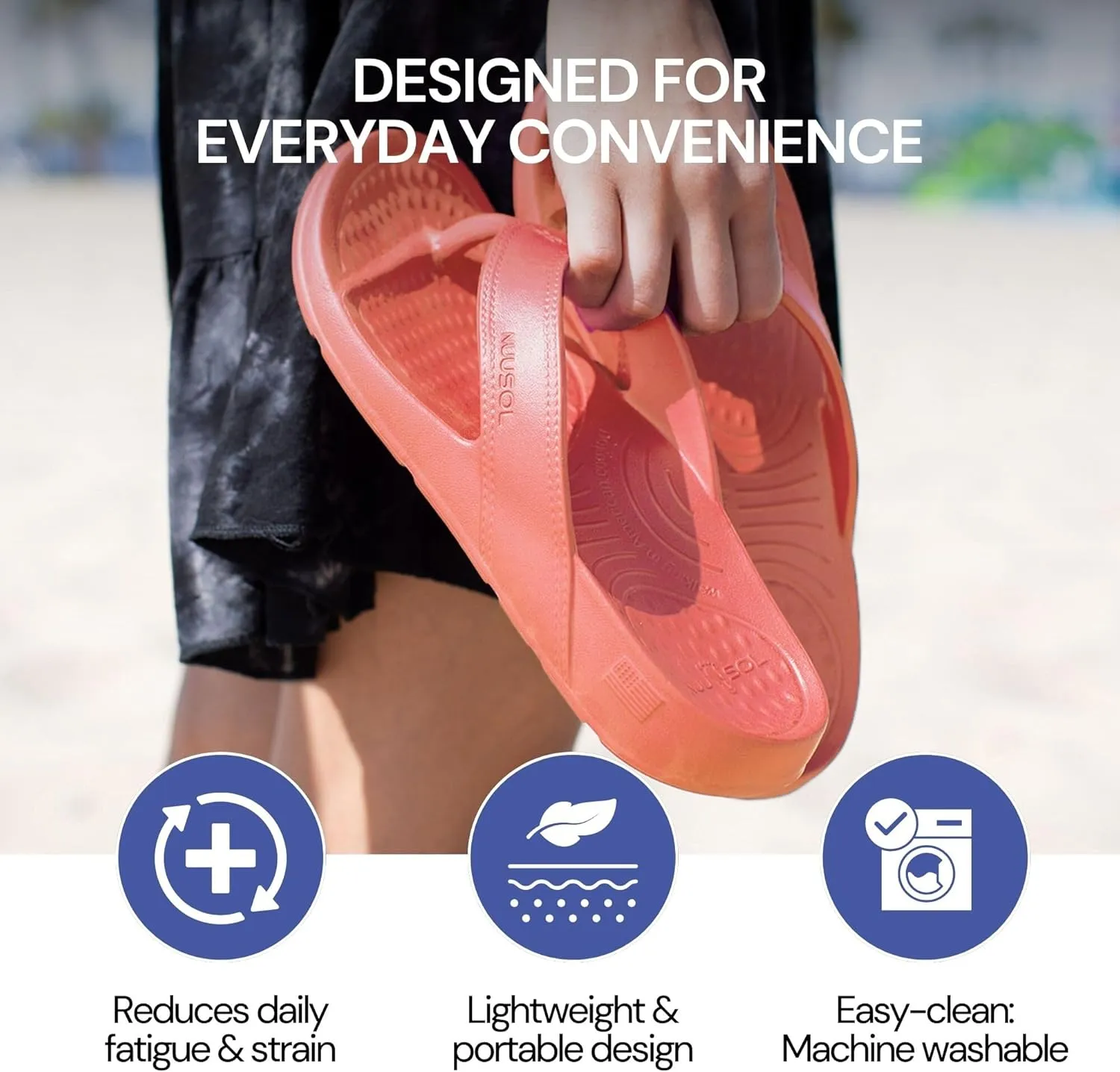 NUUSOL Unisex Cascade Flip Flops; Non-Slip Hiking/Plantar Fasciitis Footwear; Soft Cushion, Lightweight & Comfortable; Arch Support & Textured Footbed, Pain Relief for Joint, Neck & Back Injuries