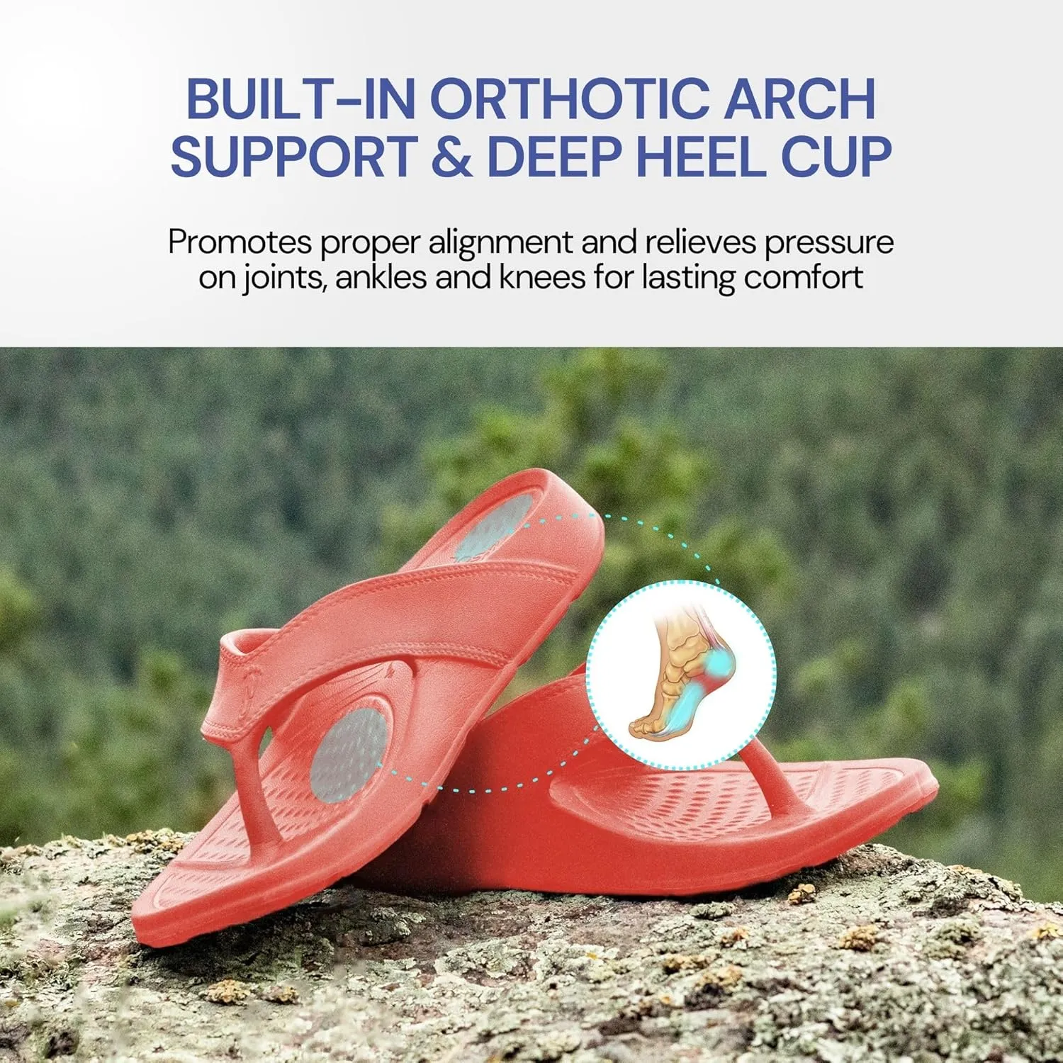 NUUSOL Unisex Cascade Flip Flops; Non-Slip Hiking/Plantar Fasciitis Footwear; Soft Cushion, Lightweight & Comfortable; Arch Support & Textured Footbed, Pain Relief for Joint, Neck & Back Injuries