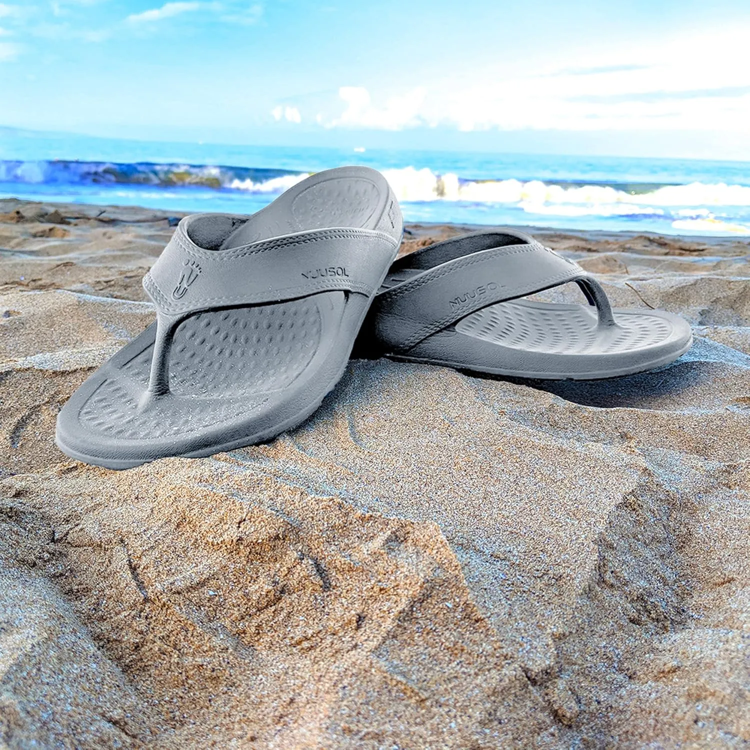 NUUSOL Unisex Cascade Flip Flops; Non-Slip Hiking/Plantar Fasciitis Footwear; Soft Cushion, Lightweight & Comfortable; Arch Support & Textured Footbed, Pain Relief for Joint, Neck & Back Injuries