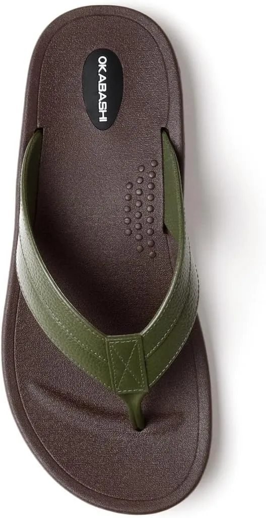 OKABASHI Men's Voyager Flip Flop | Scultped Footbed w/Nonslip Grip | Slip Resistent & Waterproof | Sustainably Made in the USA
